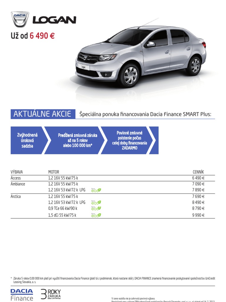 Dacia Logan - cenník február 2013