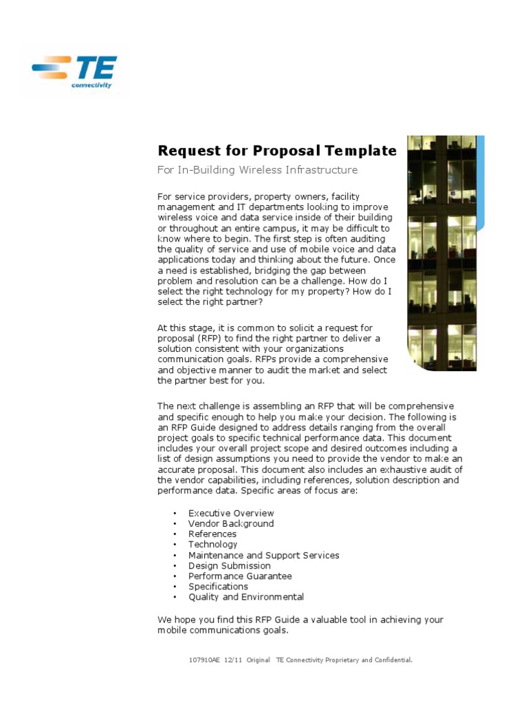 Request For Proposal Template 20ae  PDF  Request For With Technology Proposal Template