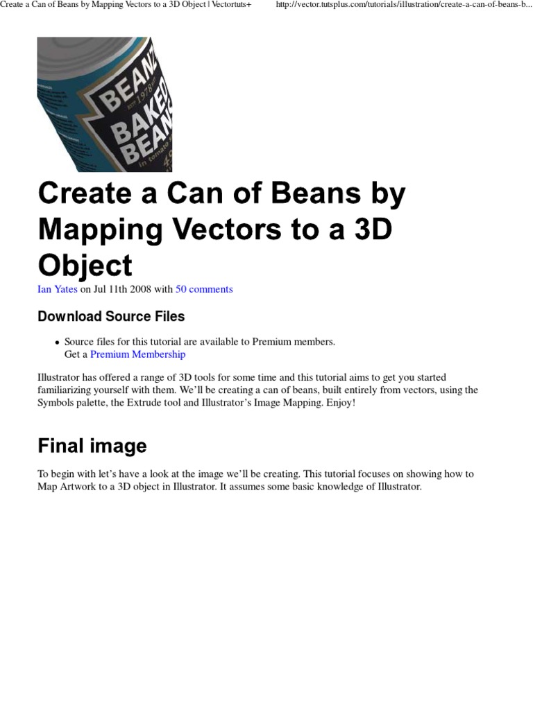3D Vector Can of Beans Tutorial | PDF | Extrusion | 2 D Computer Graphics