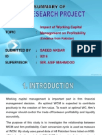 Impact of Working Capital Management On Profitability: Topic