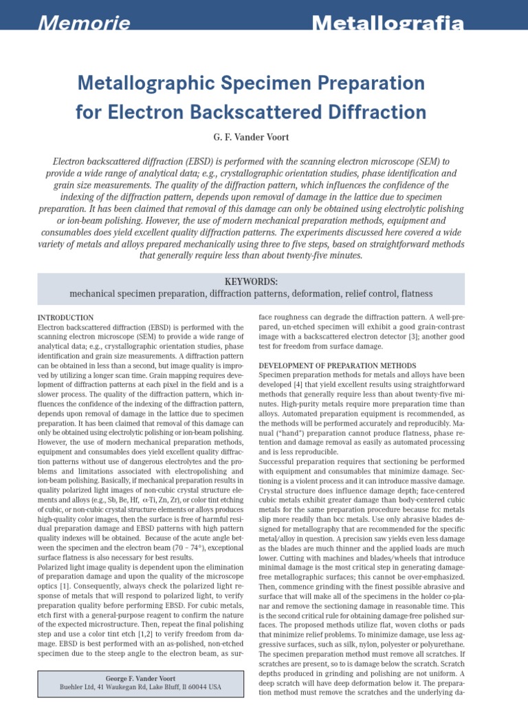EBSD Specimen Prep Techniques | PDF | Scanning Electron Microscope ...