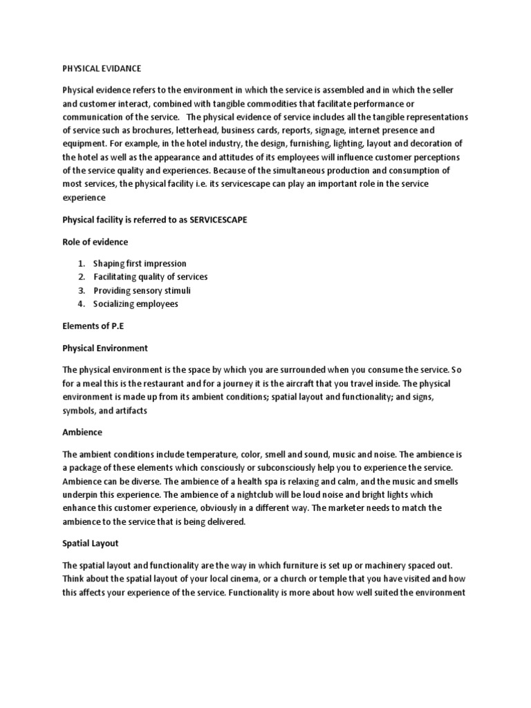 The Role of Physical Evidence in Services | PDF | Art