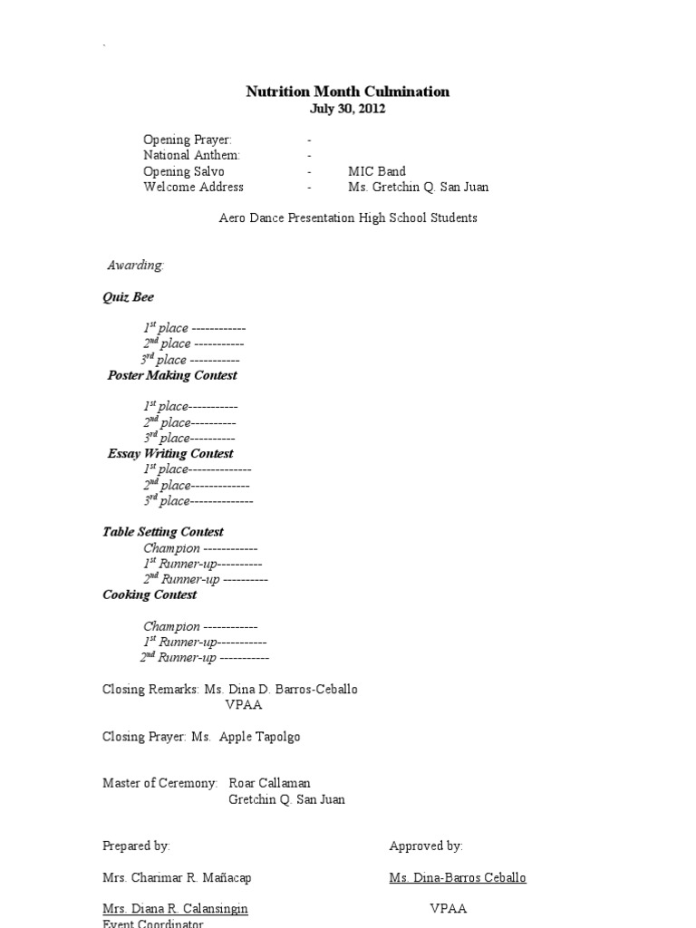 Emcee Script For Nutrition Month Celebration Tagalog The Best Master Of Ceremony Text