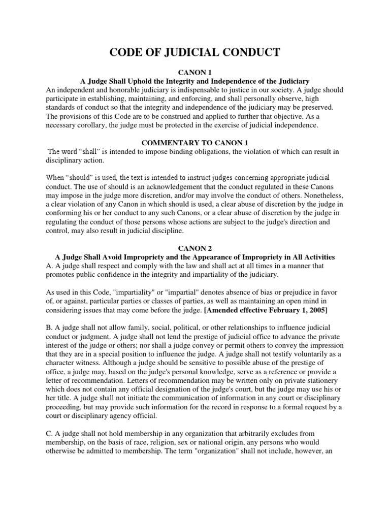 Code of Judicial Conduct PDF Judge Judiciaries