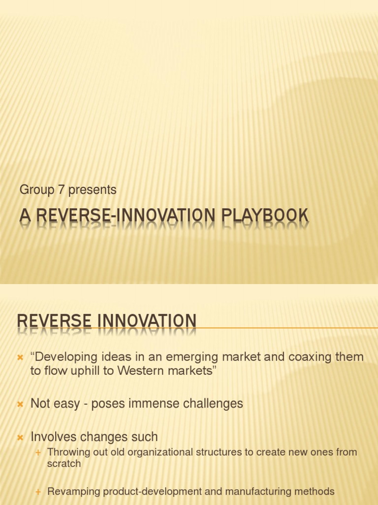 A ReverseInnovation Playbook PDF Sales Design