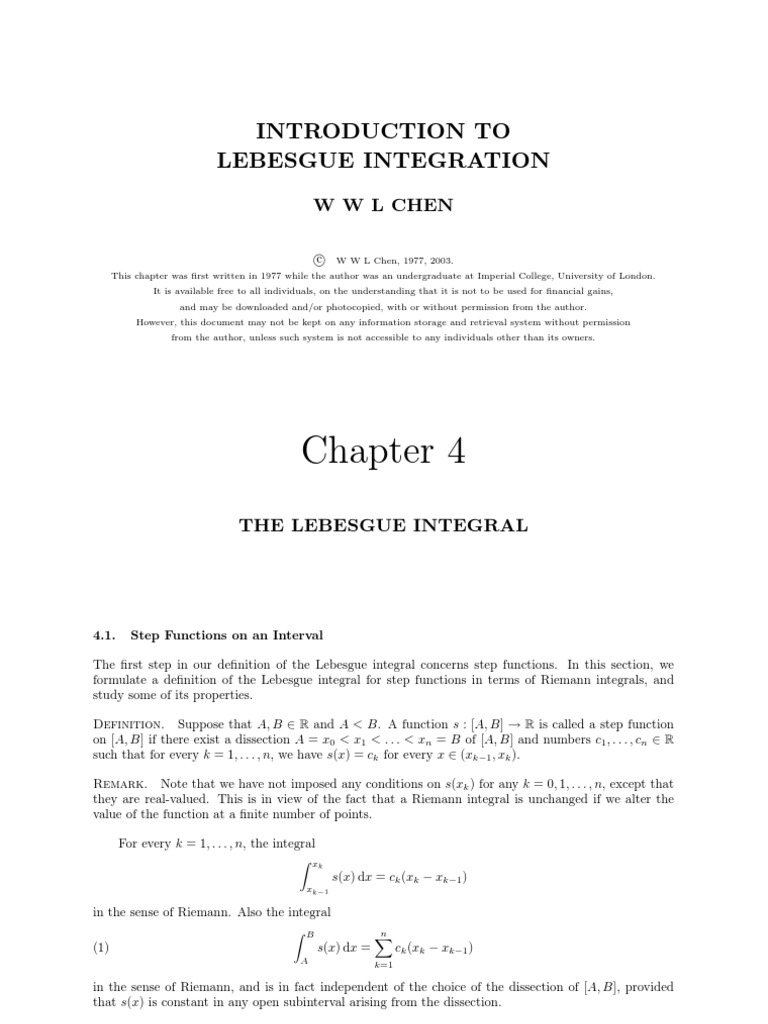 An Introduction to Lebesgue Integration: Defining the Integral for Step ...