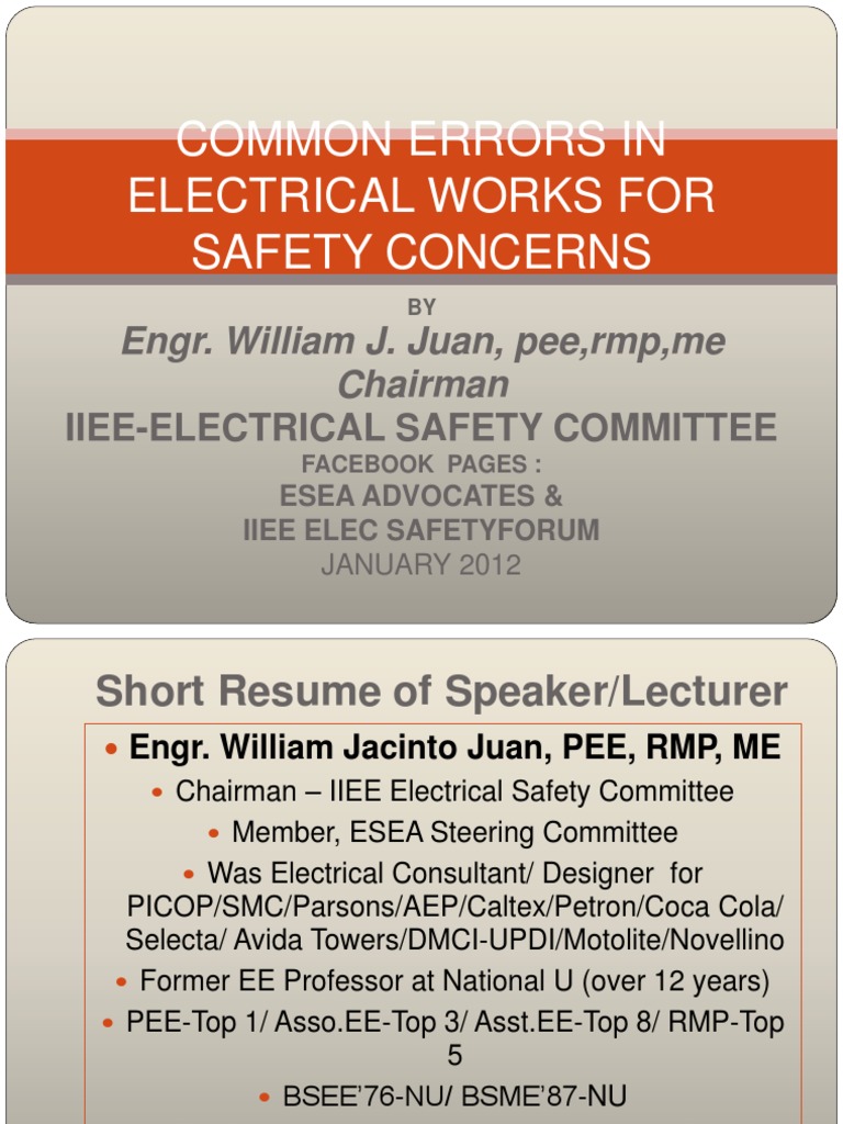 Common Errors in Elec. Works..Power Point | PDF | Electrical Wiring ...
