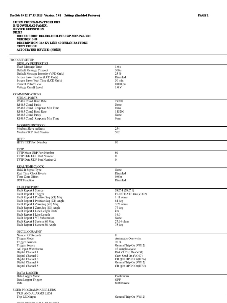 Distance Relay Settings | PDF | Port (Computer Networking) | Computer Data