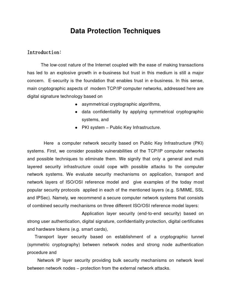 Data Protection Techniques | PDF | Osi Model | Computer Network