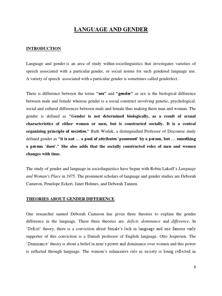 Language and Gender Theories Overview | PDF | Gender | Gender Studies