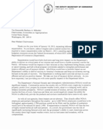 Department of Commerce Sequestration Letter To Congress