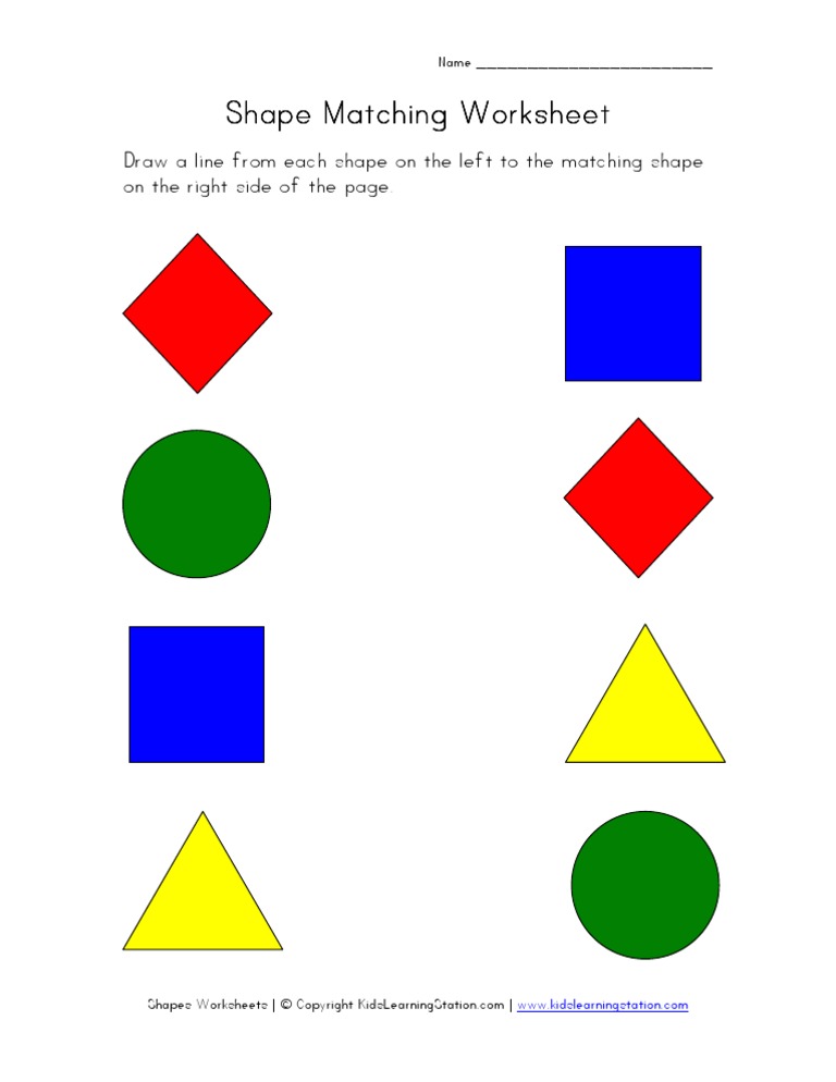 Shape Matching Worksheet Color | PDF