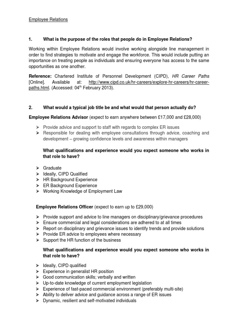 Employee Relations Presentation Notes | PDF | Employment | Strategic ...