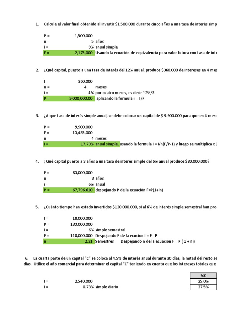 Ejercicios de Interés Simple Resueltos | PDF | Economía matemática ...