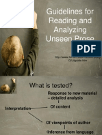 Guidelines For Reading and Analyzing Unseen Prose