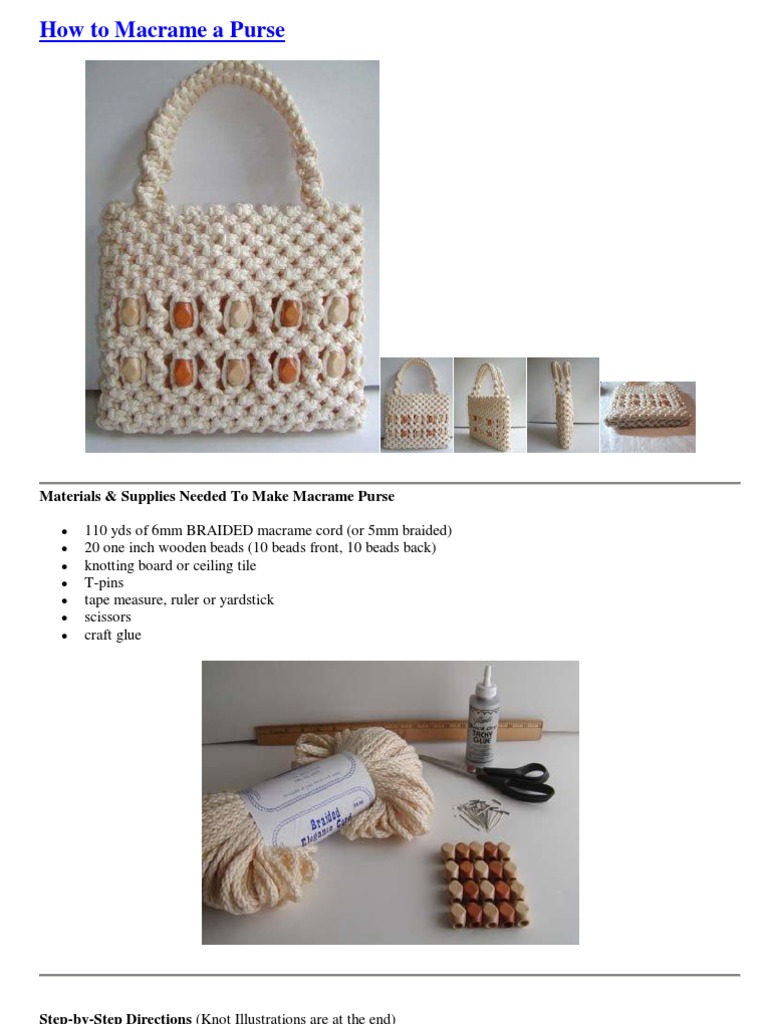 Macrame Purse Tutorial and Patterns | PDF