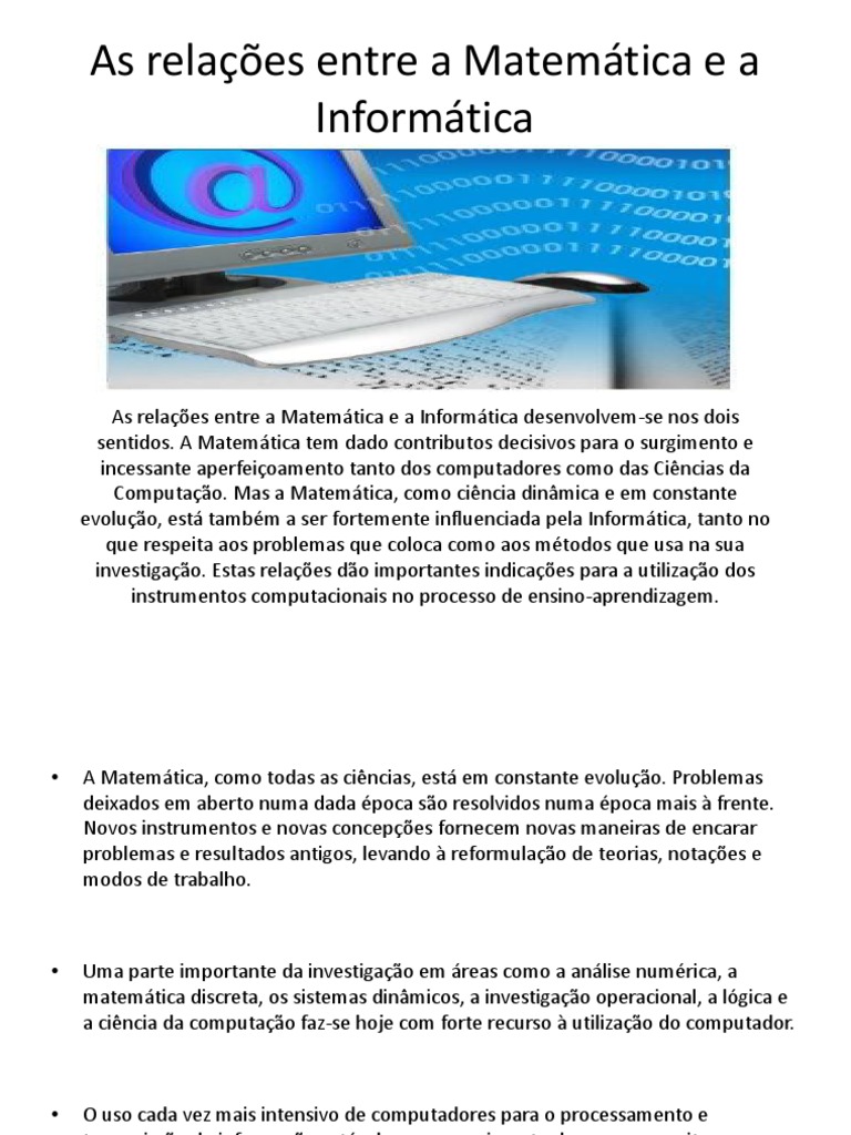 As Relações Entre A Matemática e A Informática | PDF | Análise numérica ...