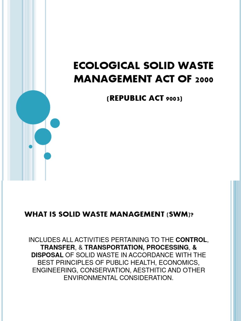Solid Waste Management Act of 2000 RA 9003