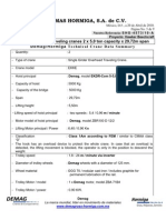 Overhead Cranes Technical Data Summary