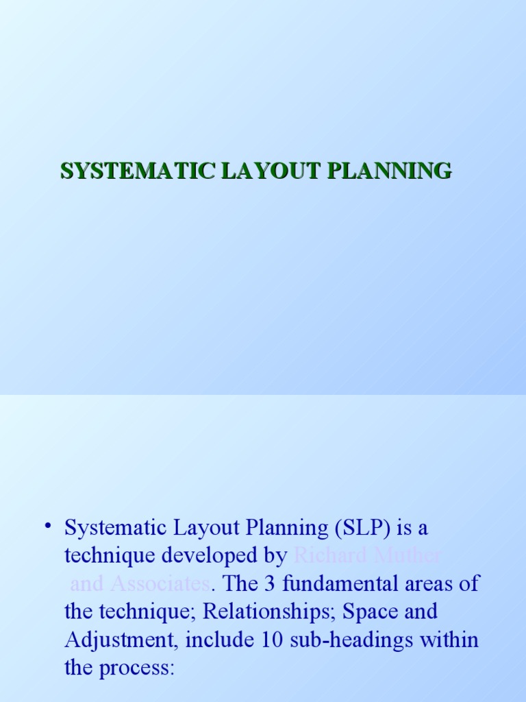 Systematic Layout Planning Overview Pdf Machines Mass Production 
