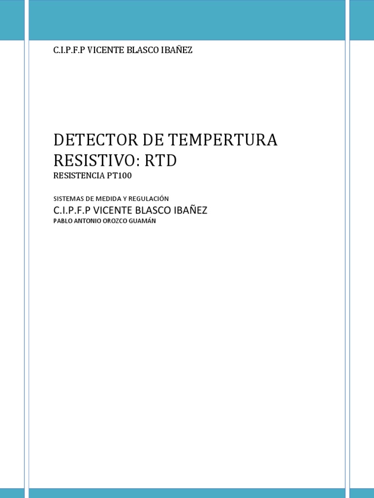 Resistencia PT100 en Sensores RTD | PDF | Sensor | Resistencia ...