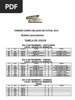 TORNEIO CORPO EM AÇÃO  DE FUTSAL - TABELA O FICIAL E REGULAMENTO