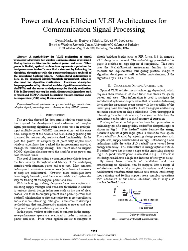 VLSI Architectures for Efficient Signal Processing | PDF