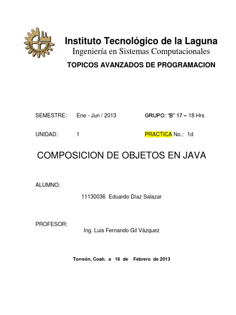 Composición de Objetos en Java | PDF | Java (lenguaje de programación ...