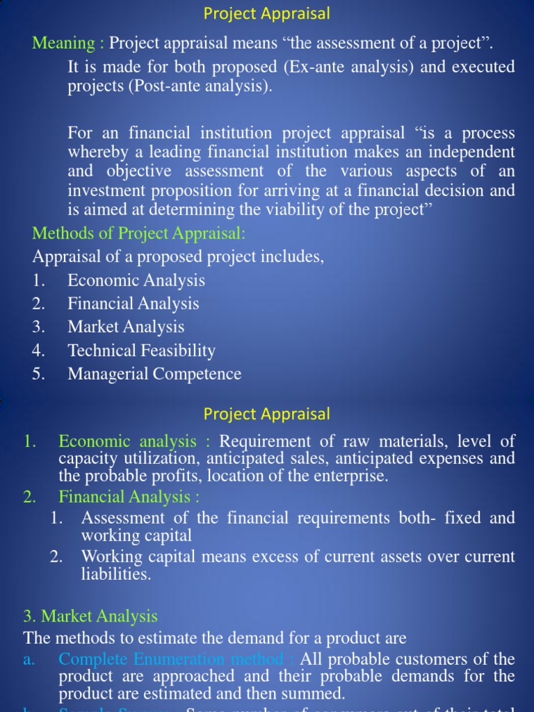 Project Appraisal Methods Explained | PDF | Real Estate Appraisal ...