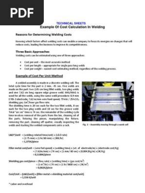 Example Of Cost Calculation In Welding Welding Construction