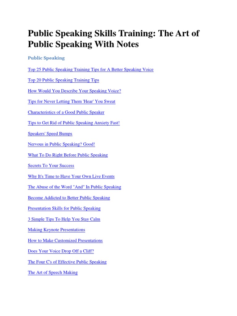Public Speaking Skills Training Guide | PDF | Public Speaking