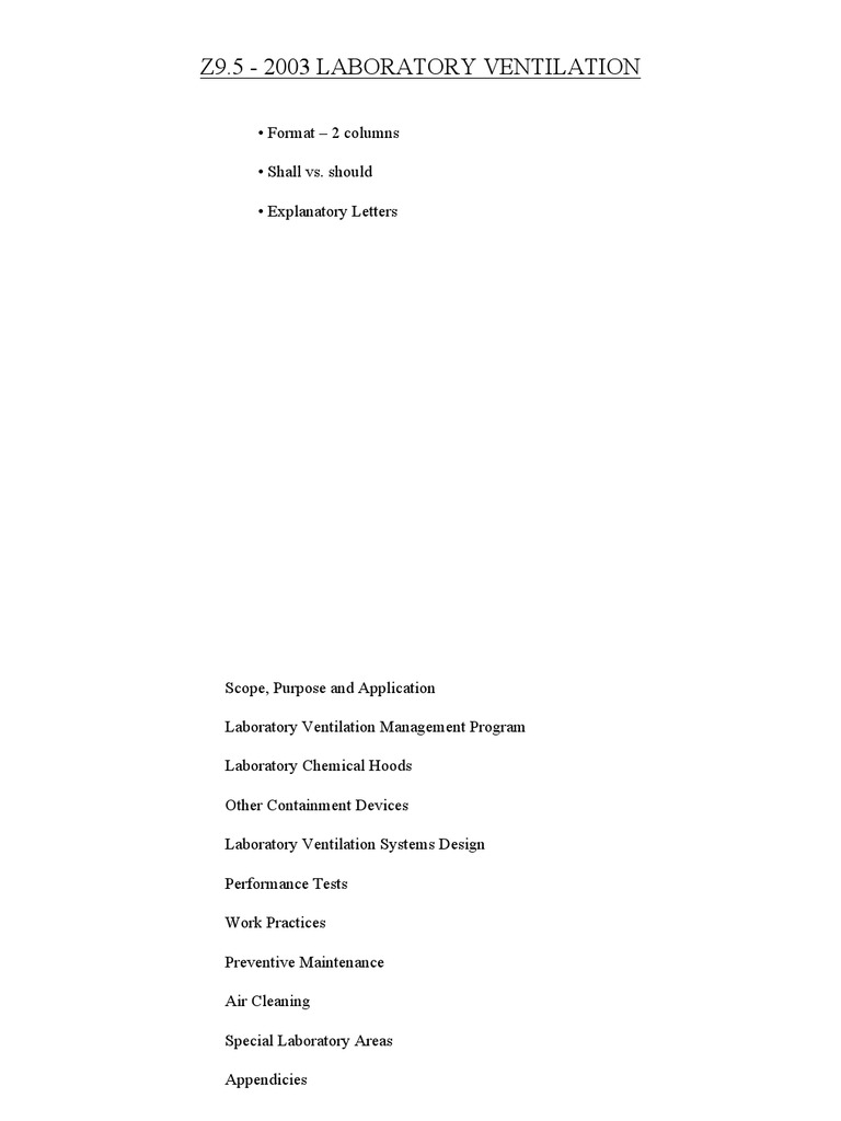 Z9.5 2003 Laboratory Ventilation Format 2 Columns Shall vs