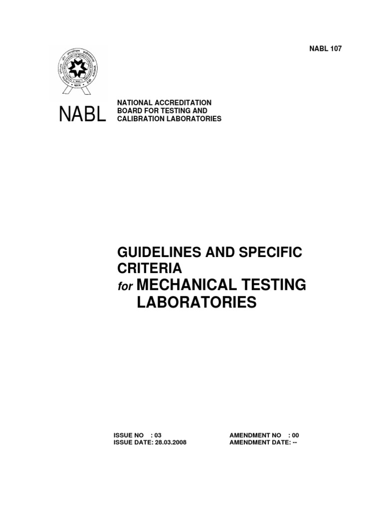NABL Accredited Mechanical Testing Lab Guide | PDF | Strength Of ...