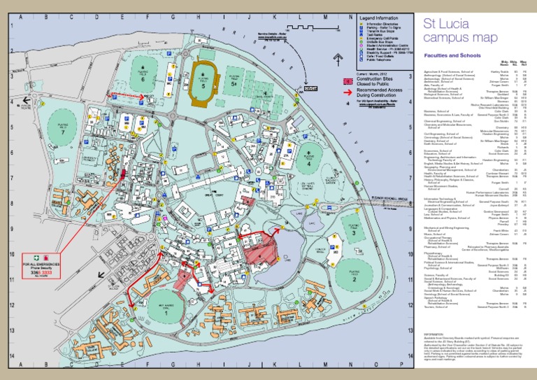 ST Lucia Campus Map Faculties and Schools PDF Social Science Engineering