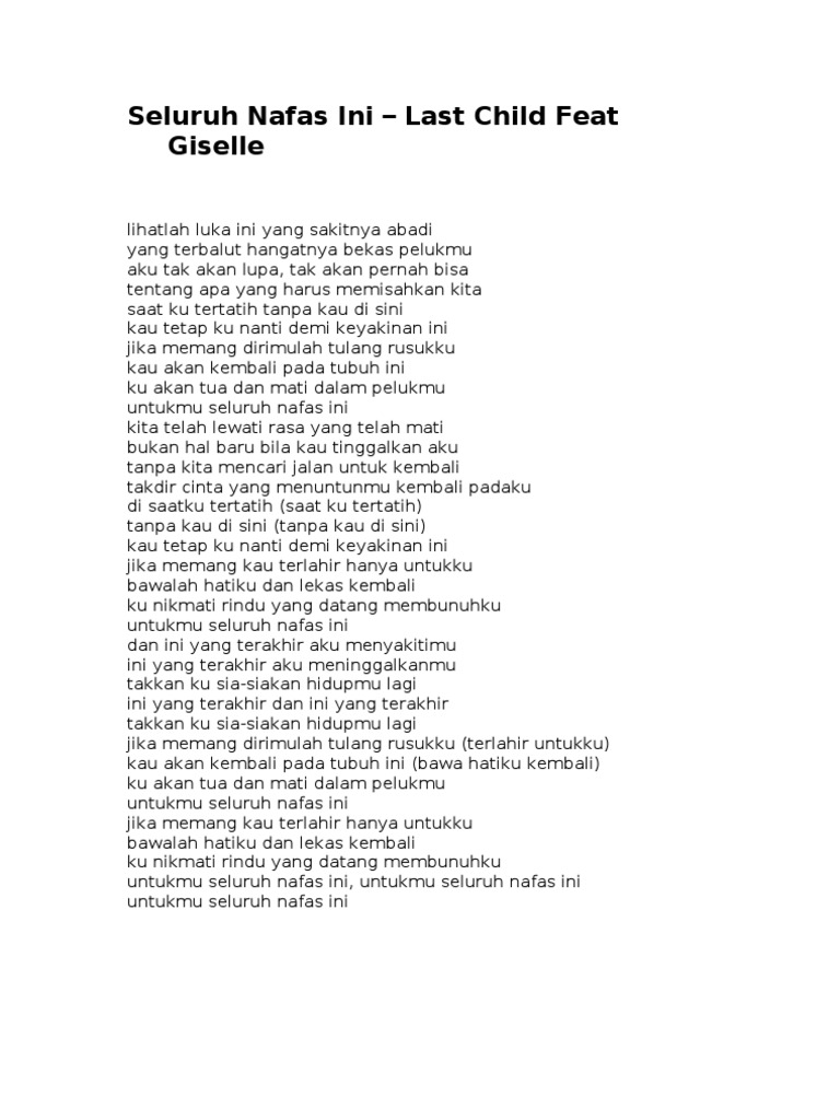 Lirik Seluruh Nafas Ini