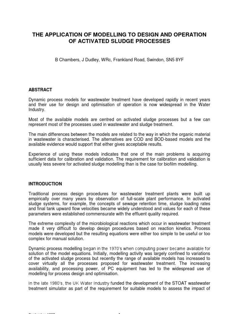 Activated Sludge Process Modelling | PDF | Sewage Treatment | Wastewater