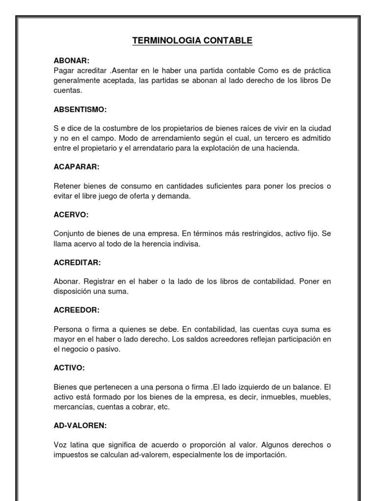 Glosario de Términos Contables | PDF | Contabilidad | Bancos