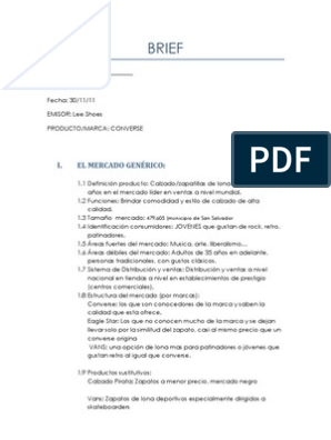 complejidad marea mudo Briefing Converse | PDF | Publicidad | Distribución (comercial)