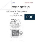 Toldot Yeshu Las Cronicas de Yeshu HaNotzri Version Huldreich 1705