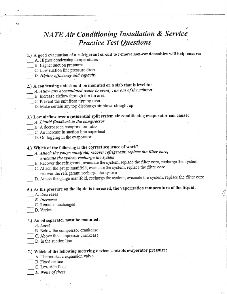 Nate test questions pdf