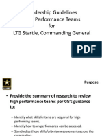 Leadership Guidelines High Performance Teams For LTG Startle, Commanding General