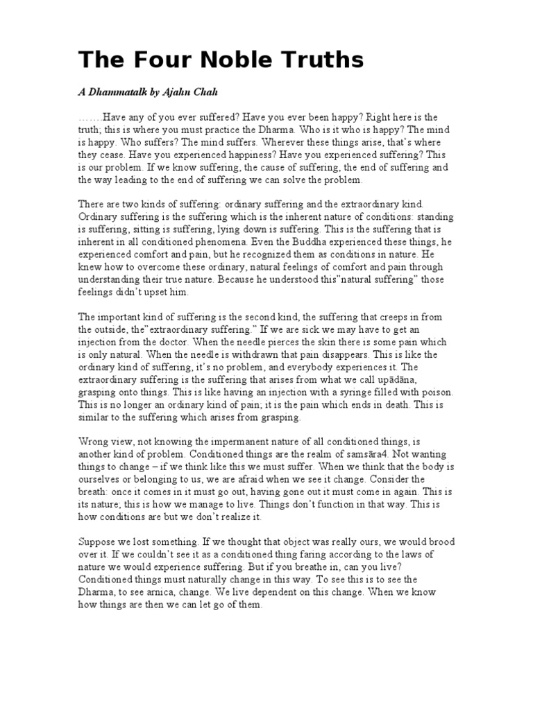 The Four Noble Truths | PDF | Four Noble Truths | Dukkha