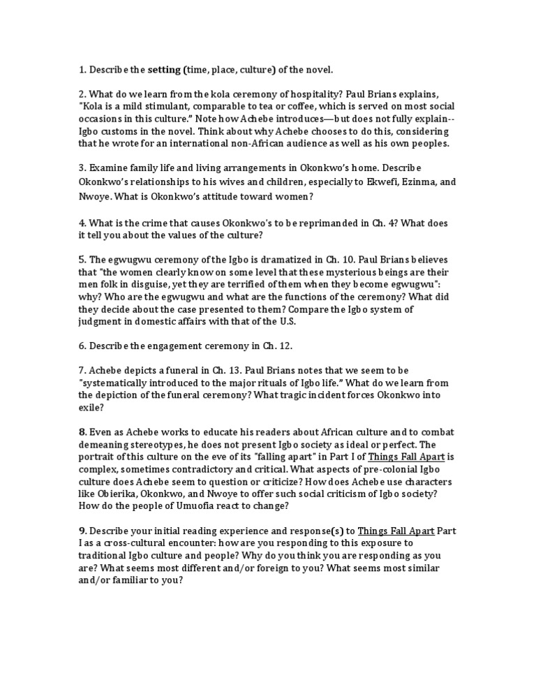 Things Fall Apart Part12 Questions PDF
