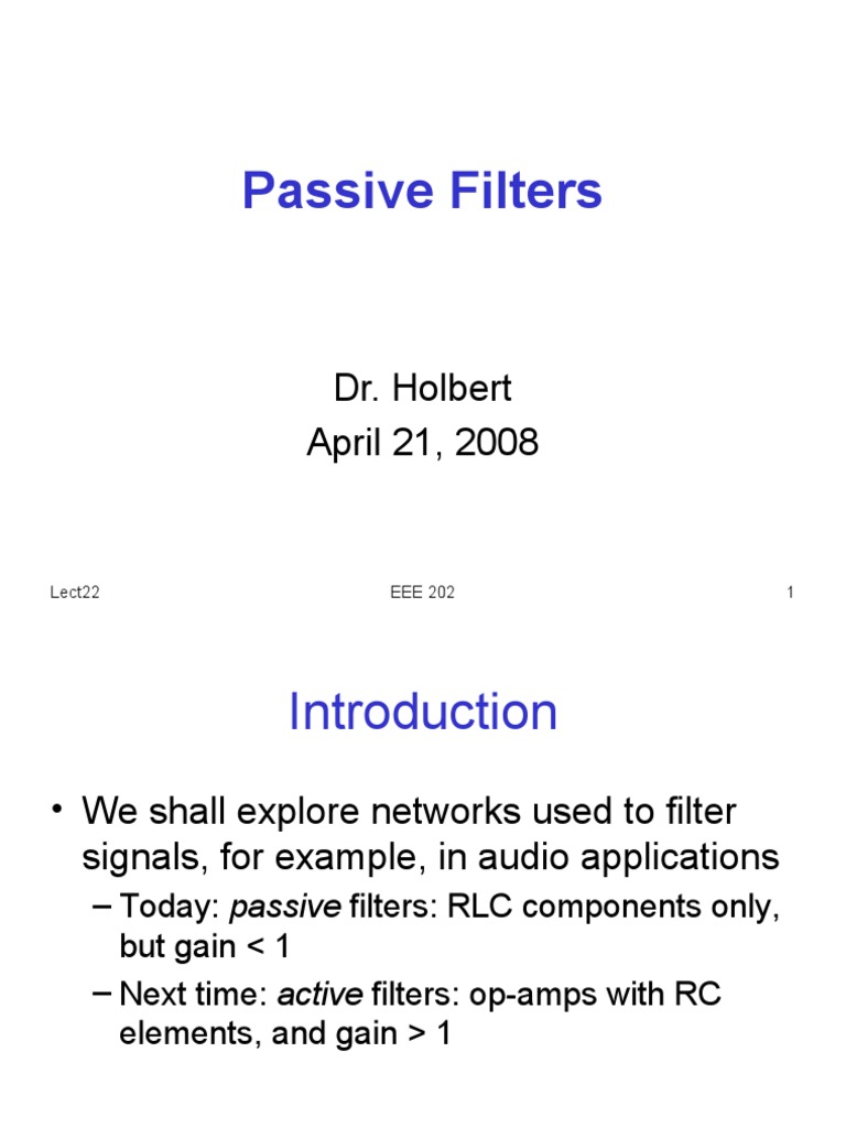 Passive Filter Design and Analysis | PDF | Low Pass Filter | Electronic ...