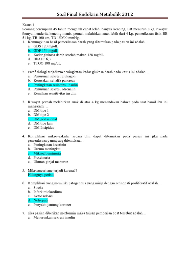 Soal Final Endokrin  2012