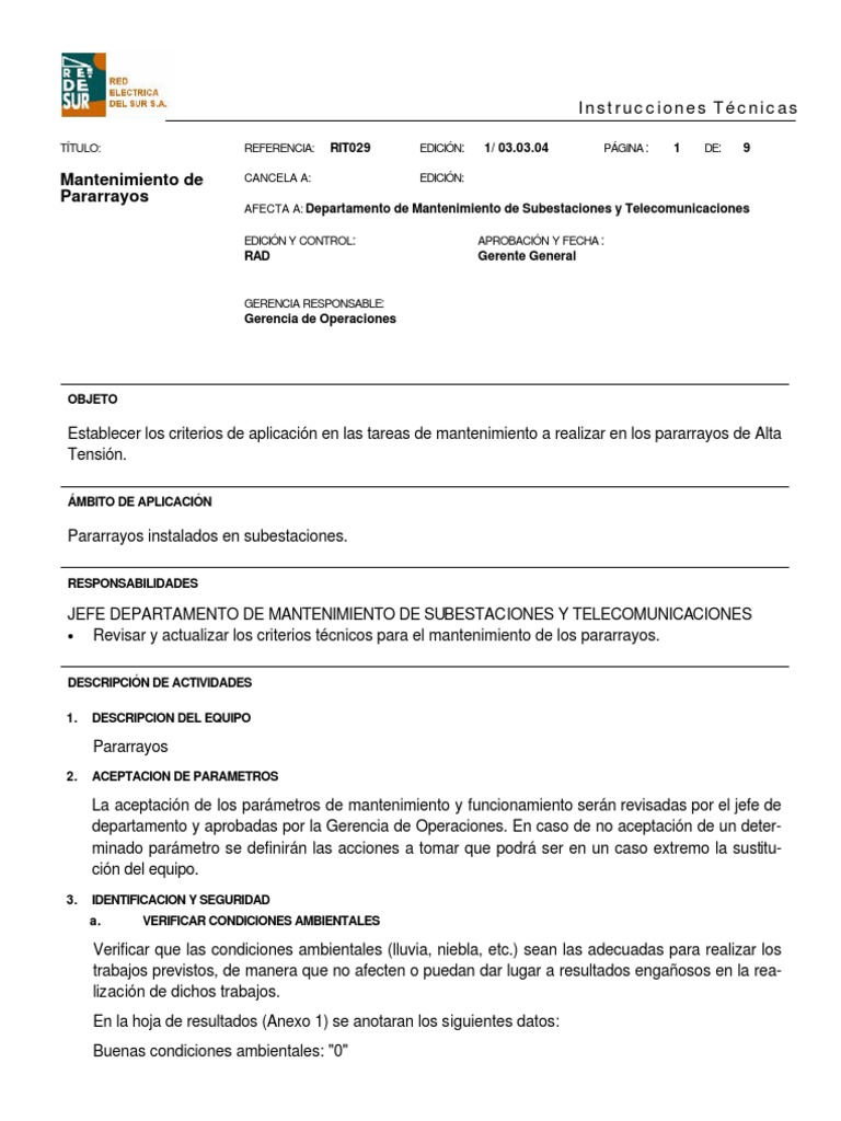 RIT029, Mantenimiento de Pararrayos | PDF | Tornillo | Aluminio