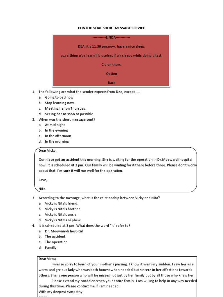 Contoh Soal Short Message Service