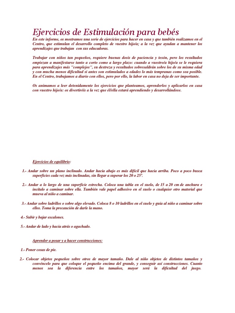 Ejercicios de Estimulación para Bebés | PDF | Juguetes | Muñecas