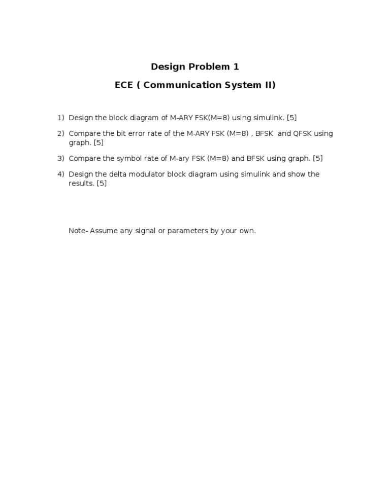 Design Problem 1 ECE (Communication System II) | PDF | Technology ...