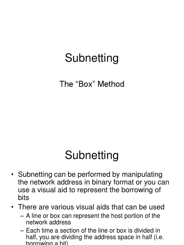 The Box Method A Visual Aid for Understanding Through Network Address Division PDF